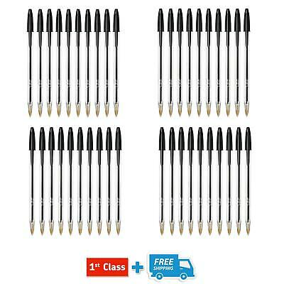 "BLACK" BIC BALL PEN MEDIUM LONG LIFE ORIGINAL BIROS CRYSTAL INK PENS BALLPOINTS