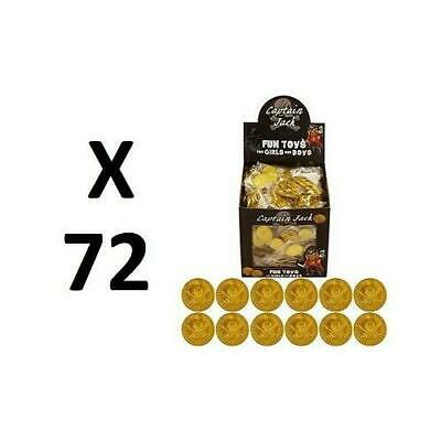 72 PLASTIC GOLD PIRATE TREASURE COINS LOOT GOODY PARTY BAG PINNATA FILLERS TOYS