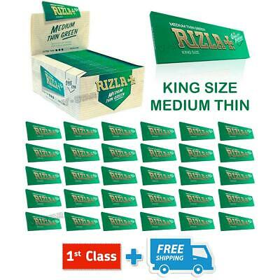RIZLA GREEN KING SIZE MEDIUM THIN CIGARETTE ROLLING PAPERS 5,10,15,50 BOOKLETS