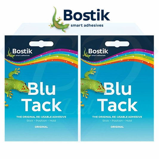 2 x Bostik Blu Tack Original Blue Sticky Reusable Tac Economy Handy Size 60g