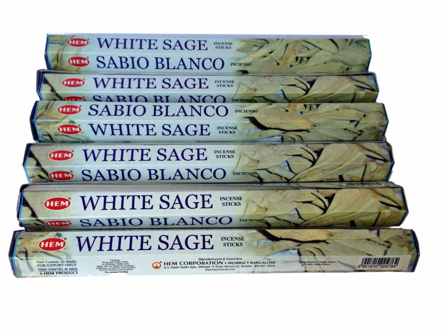 Hem White Sage incense Sticks x 6 Boxes -20 Sticks per Box (120) Pagan Smudge