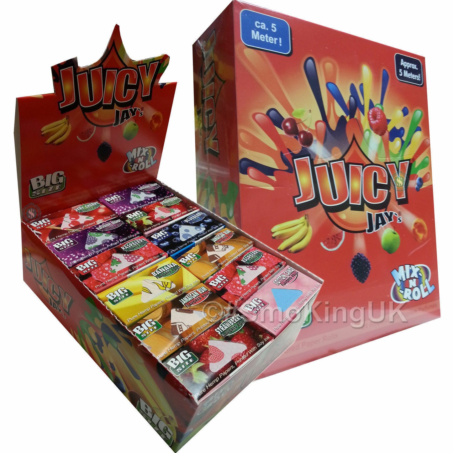 24 Juicy Jays Rolls Mix N Roll King Size Rolling Papers - Mixed Flavours Box