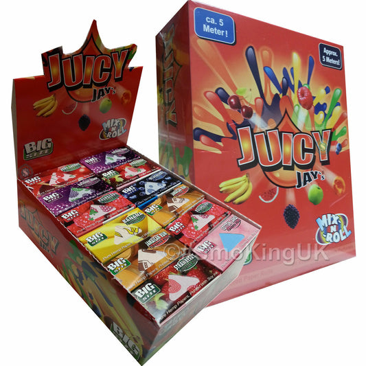 24 Juicy Jays Rolls Mix N Roll King Size Rolling Papers - Mixed Flavours Box