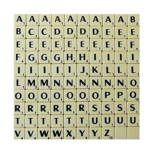 TILES IVORY PLASTIC & WOODEN BLACK LETTERS CHOOSE 100 - 1000 FULL SETS