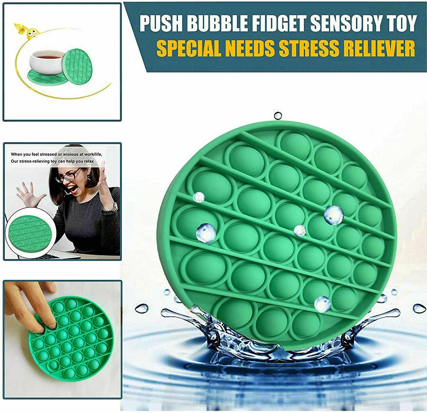 Push Bubble Fidget Kids Toy Bubble Special Needs Silent Sensory Autism Classroom
