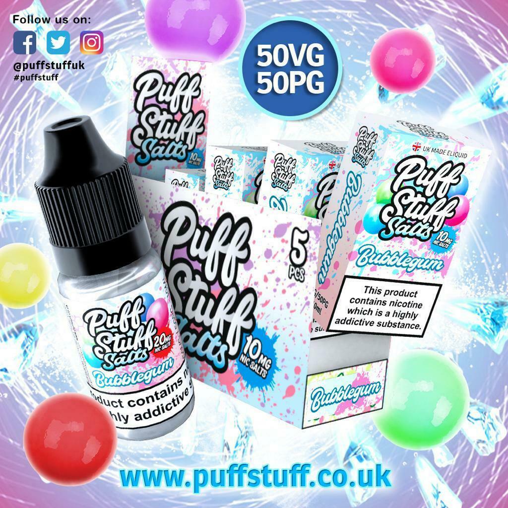PUFF STUFF SALTS ELiquid Nic Salt Vape Juice 10ml 50VG/50PG 10mg/20mg 21 Flavour