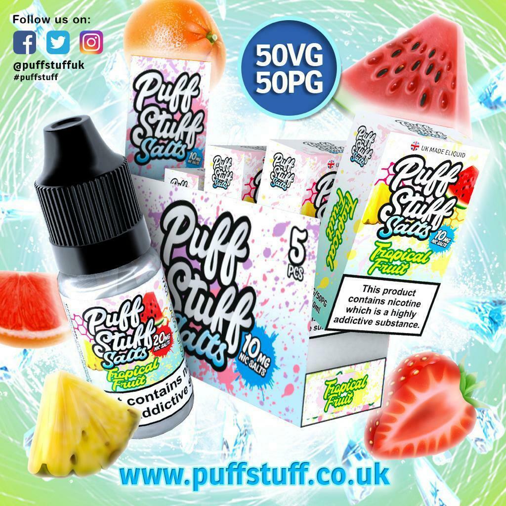 PUFF STUFF SALTS ELiquid Nic Salt Vape Juice 10ml 50VG/50PG 10mg/20mg 21 Flavour