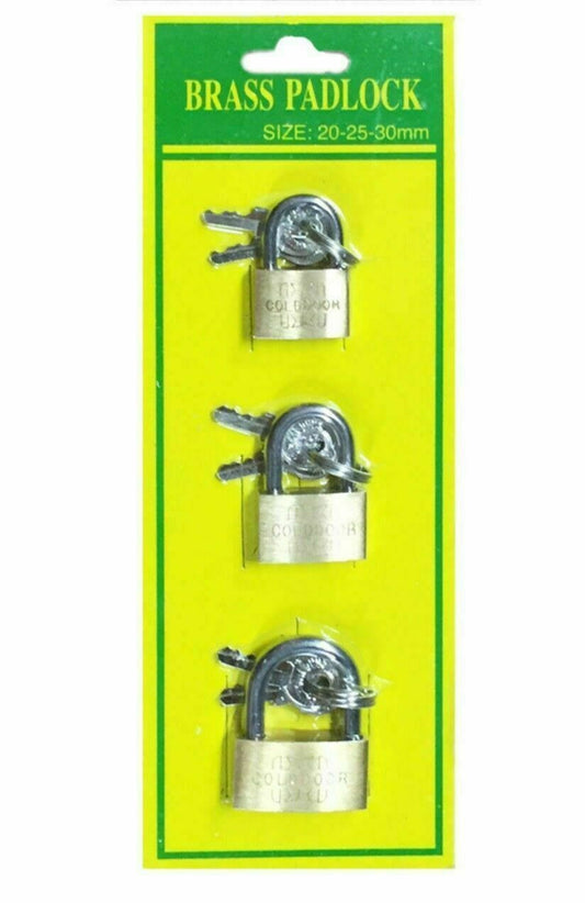 BRASS PADLOCK LUGGAGE SUIT CASE 3 PCS SET DIFFERENT SIZES WITH FREE P&P UK SELL