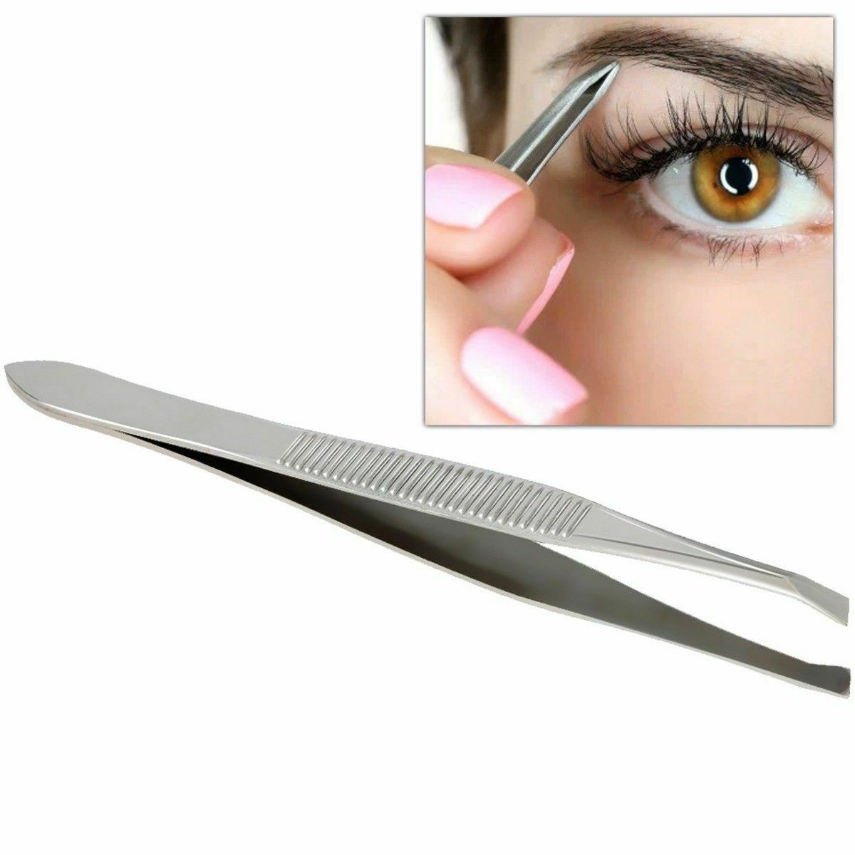 STRONG METAL TWEEZERS Professional Eyebrow Facial Hair Remover Stainless Steel