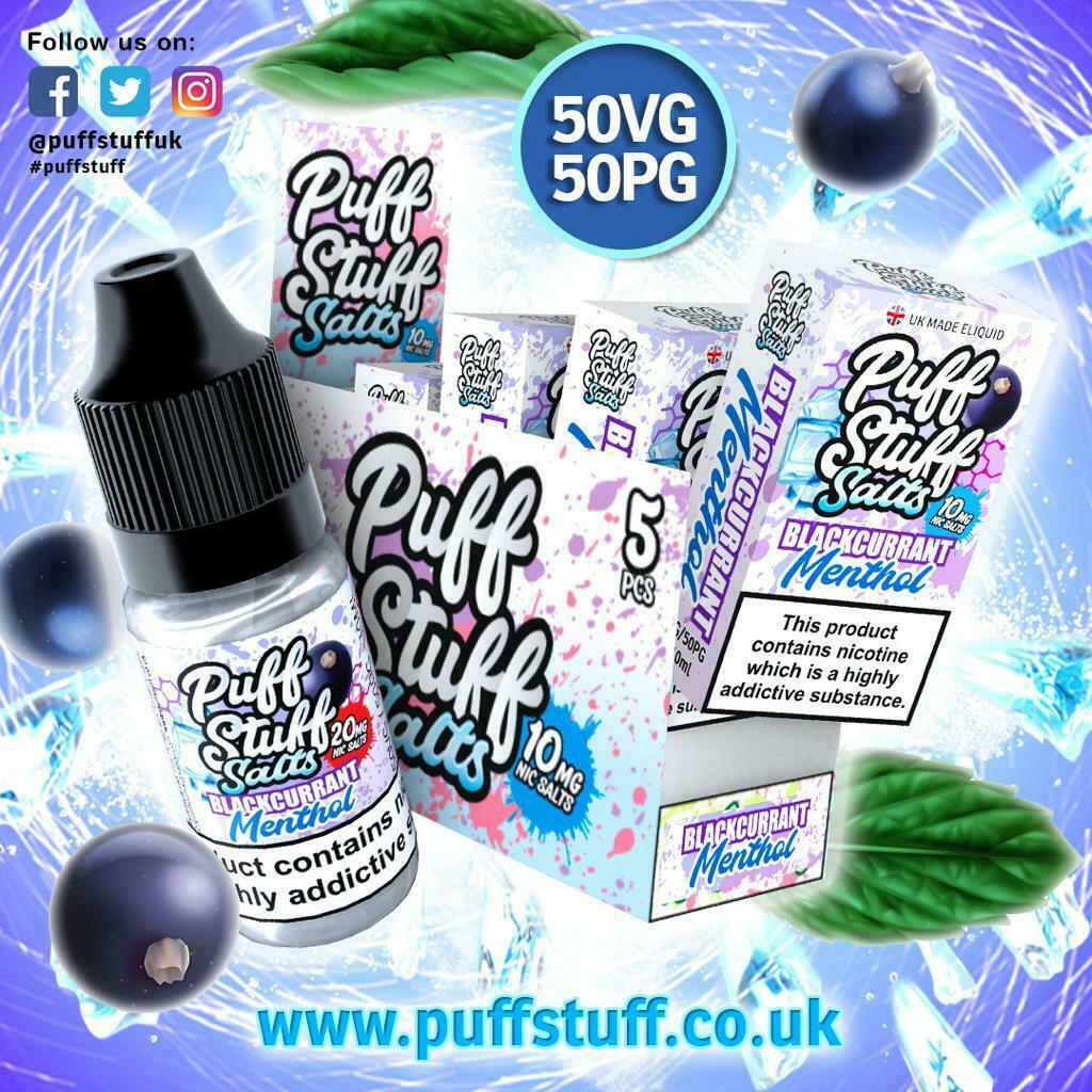 PUFF STUFF SALTS ELiquid Nic Salt Vape Juice 10ml 50VG/50PG 10mg/20mg 21 Flavour