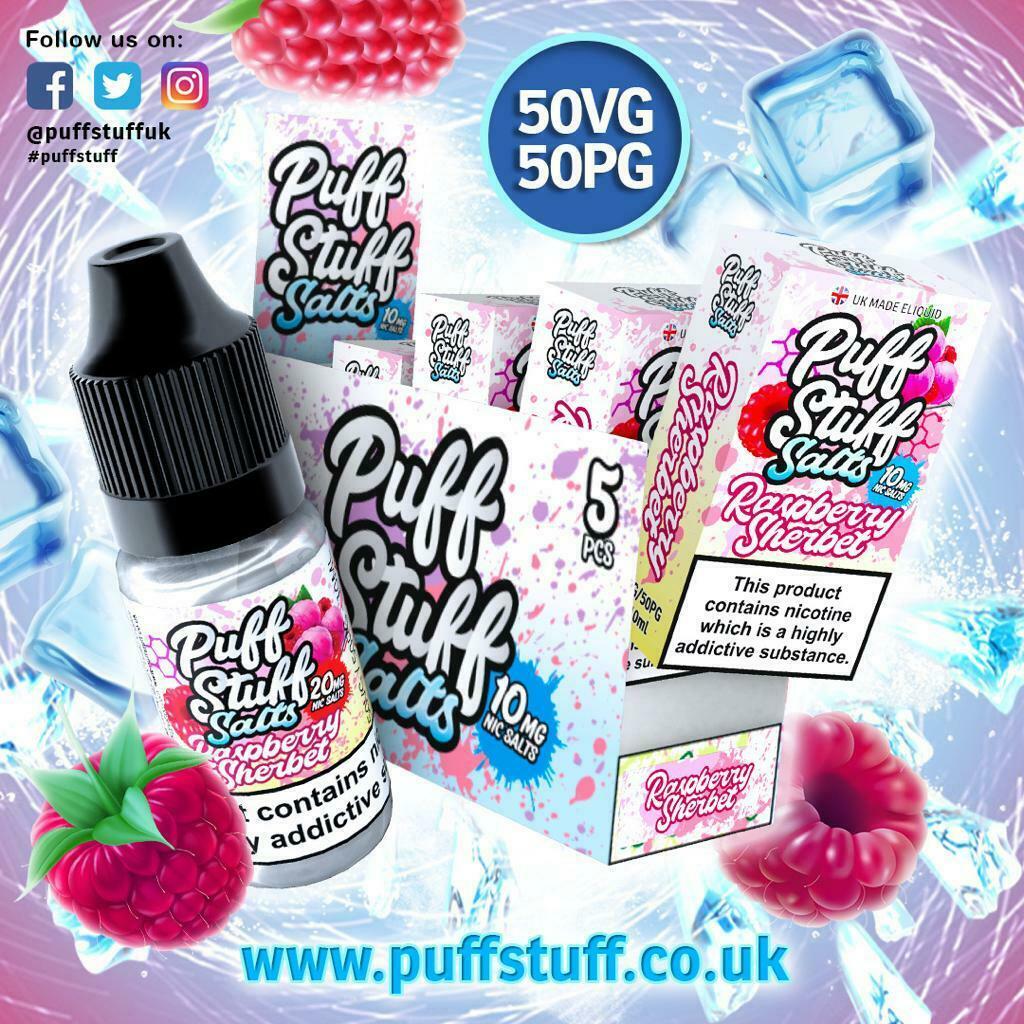 PUFF STUFF SALTS ELiquid Nic Salt Vape Juice 10ml 50VG/50PG 10mg/20mg 21 Flavour