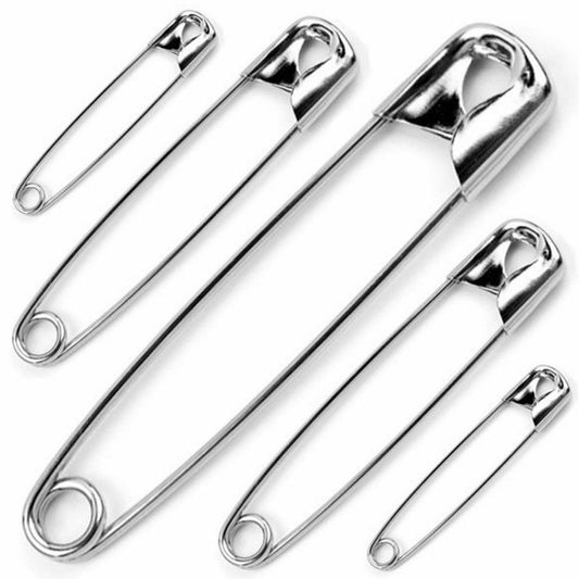 50Pc SAFETY PINS Assorted Sizes Small-Large Silver Clothes Textile Hemming Craft