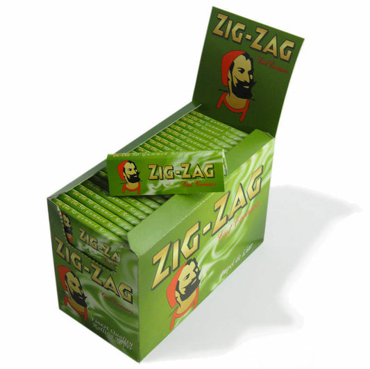 Zig Zag Tobacco Rolling Papers Green Cut Corner - FULL BOX - 100 BOOKLETS