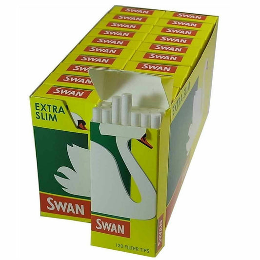 NEW EXTRA SLIM SWAN FILTER TIPS 10 PACKS PER BOX 120 TIPS A BOX (1200 TIPS)