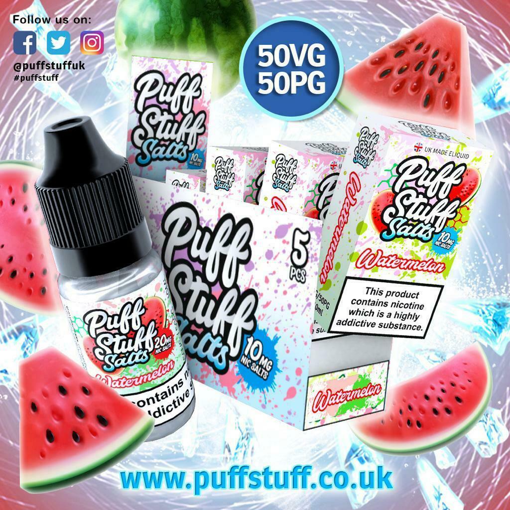 PUFF STUFF SALTS ELiquid Nic Salt Vape Juice 10ml 50VG/50PG 10mg/20mg 21 Flavour