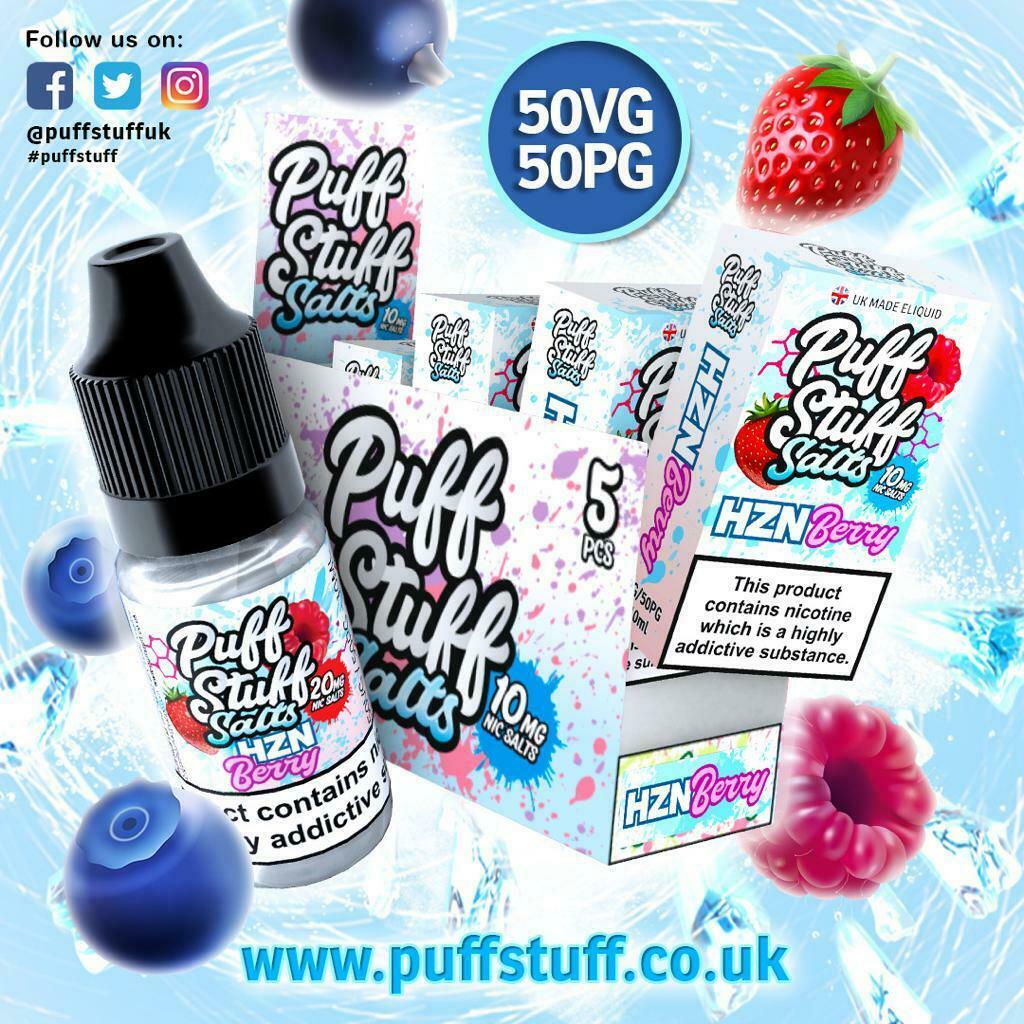 PUFF STUFF SALTS ELiquid Nic Salt Vape Juice 10ml 50VG/50PG 10mg/20mg 21 Flavour