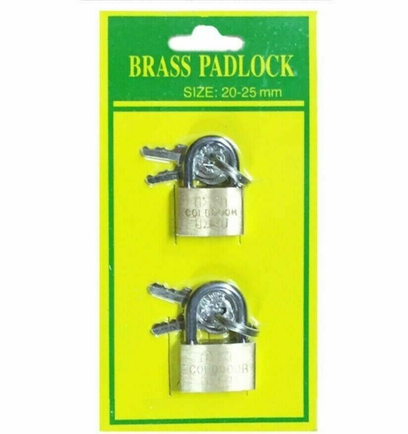BRASS PADLOCK + 2 KEYS 2 DIFFERENT SIZES WITH FREE P&P