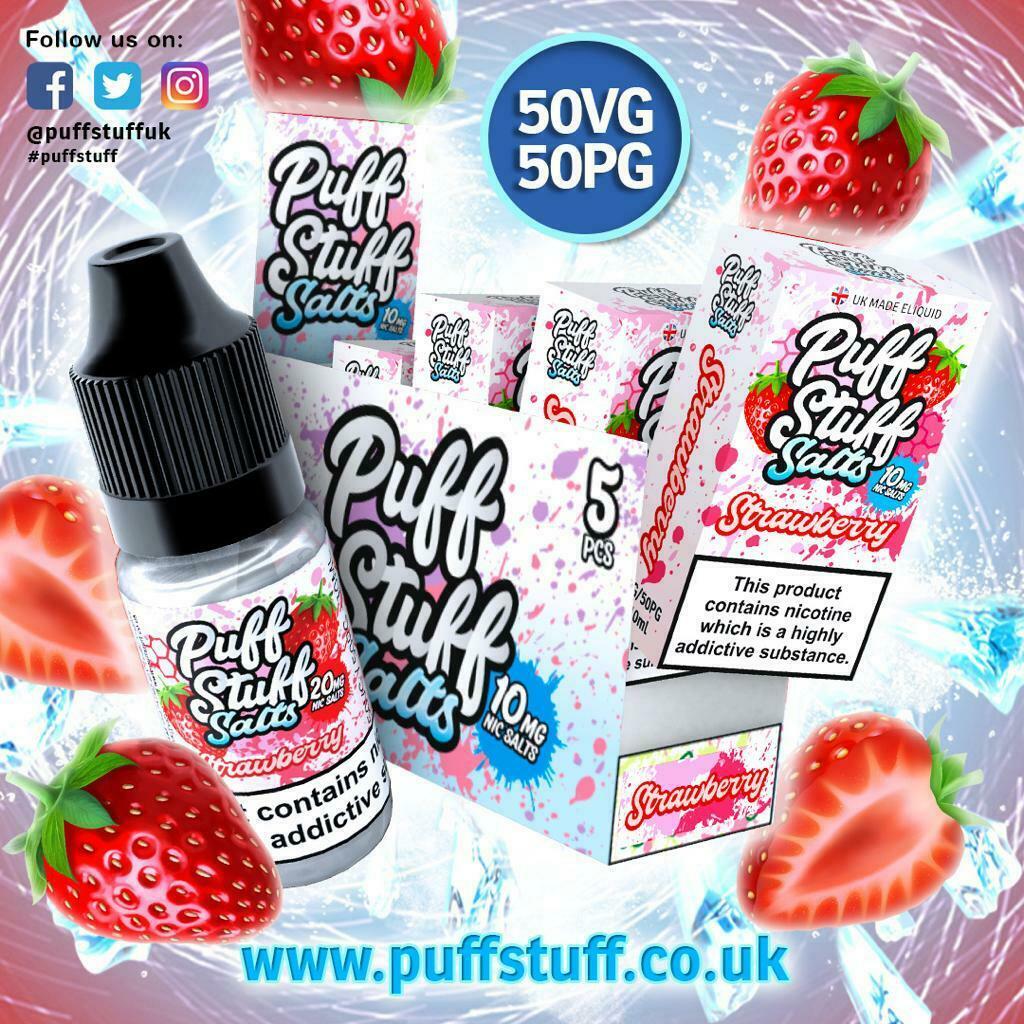 PUFF STUFF SALTS ELiquid Nic Salt Vape Juice 10ml 50VG/50PG 10mg/20mg 21 Flavour
