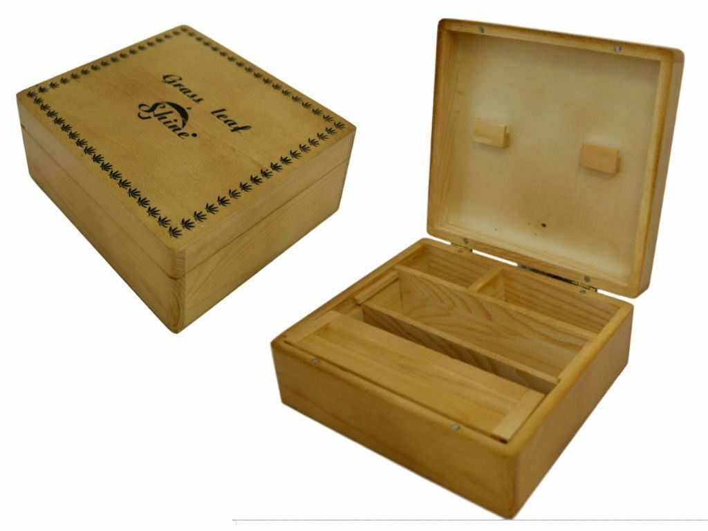 GRASSLEAF LARGE WOODEN ROLLING BOX ROLL BOX SMOKING