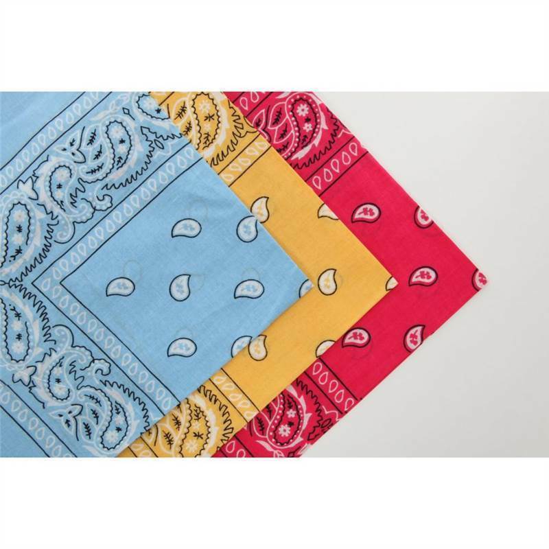 Set of 3 Cotton Paisley Bandanas Light Blue Yellow & Pink