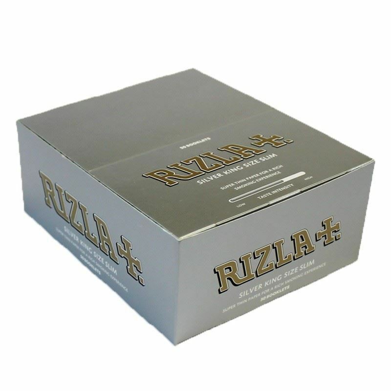RIZLA SILVER KING SIZE SLIM ULTRA THIN CIGARETTE SMOKING ROLLING PAPERS ORIGINAL
