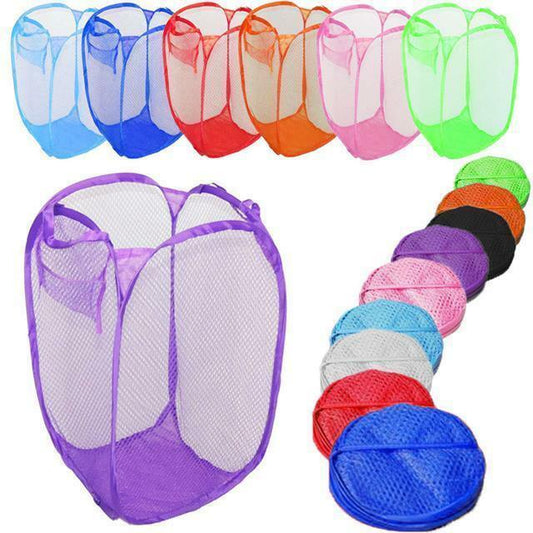 LAUNDRY BAG POP UP MESH WASHING FOLDABLE LAUNDRY BASKET BAG BIN HAMPER STORAGE