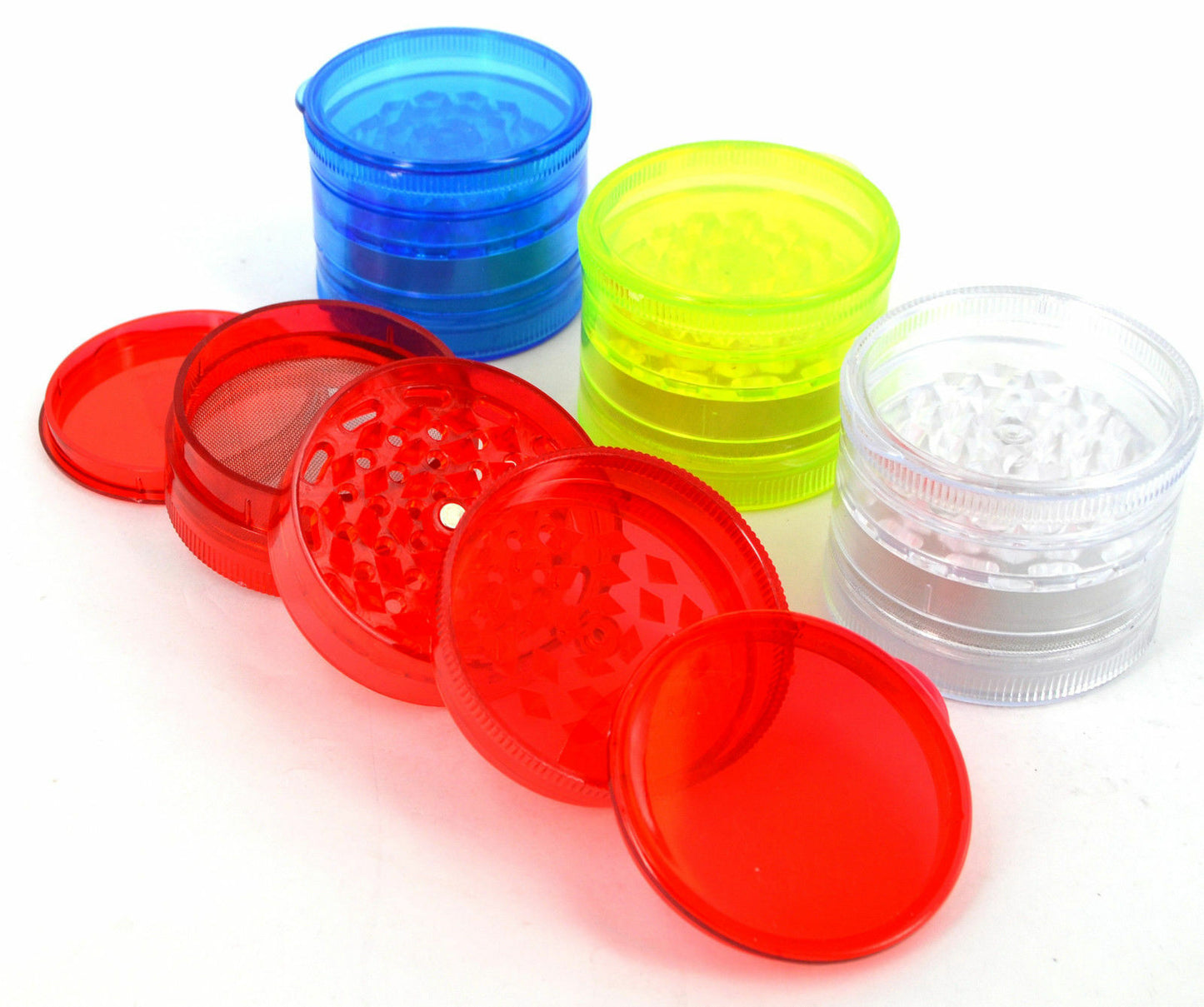 NO1 PLASTIC 5 PART TOBACCO SHARK TEETH ACRLYLIC HERBS GRINDER STASH CRUSHER