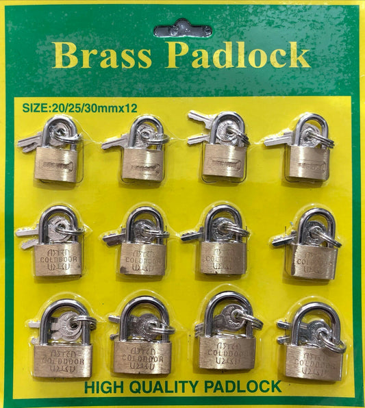 NEW 12 x BRASS PADLOCK 20,25,30mm Small/Mini/Tiny Tool/Locker Security Lock