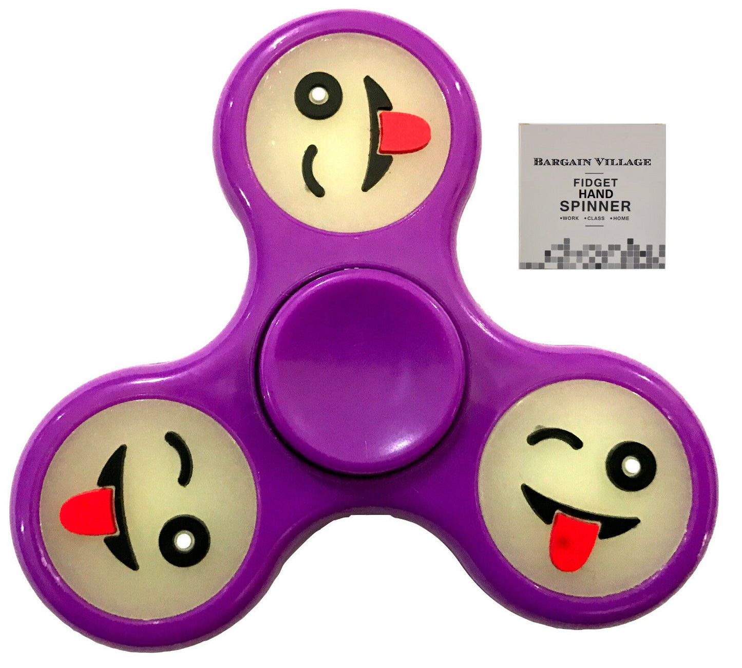 Glow in Dark Emoji Faces Special Hand Spinner Tri Fidget Focus Tool Anti- Stress