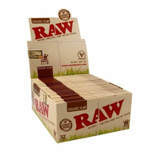 RAW Organic Hemp King Size Slim Rolling Papers Unrefined Papers 5 Booklets Rizla