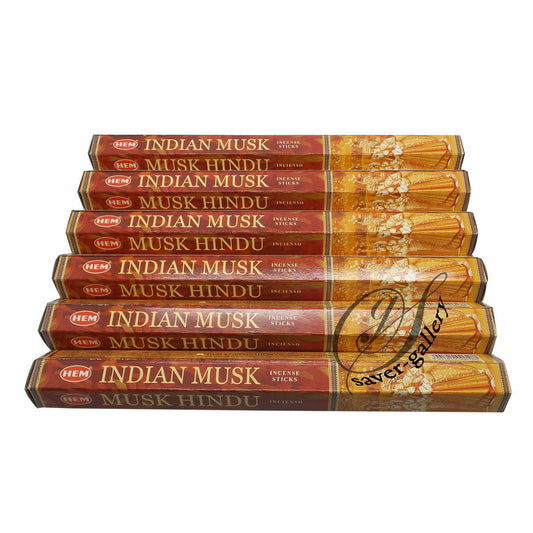 HEM INDIAN MUSK INCENSE HEX TUBES 6 PACKS X 20 STICKS = 120 STICK - 6187