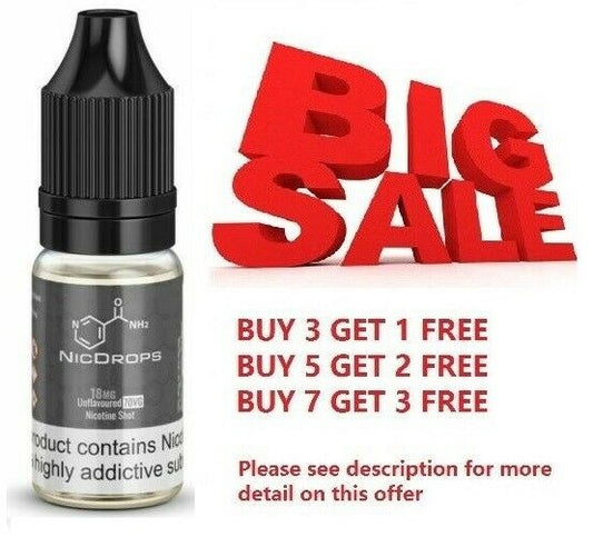 10ml Nicotine Shots NicDrops Nic Shots 18mg VG For Cloud Chaser -Premium-UK Made