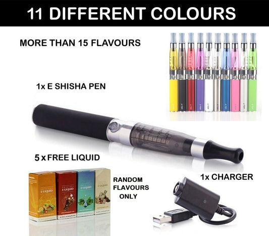 Electronic E-Shisha Rechargeable Sheesha Vapor Pen Nicotine Free 5 x10ml Liquid