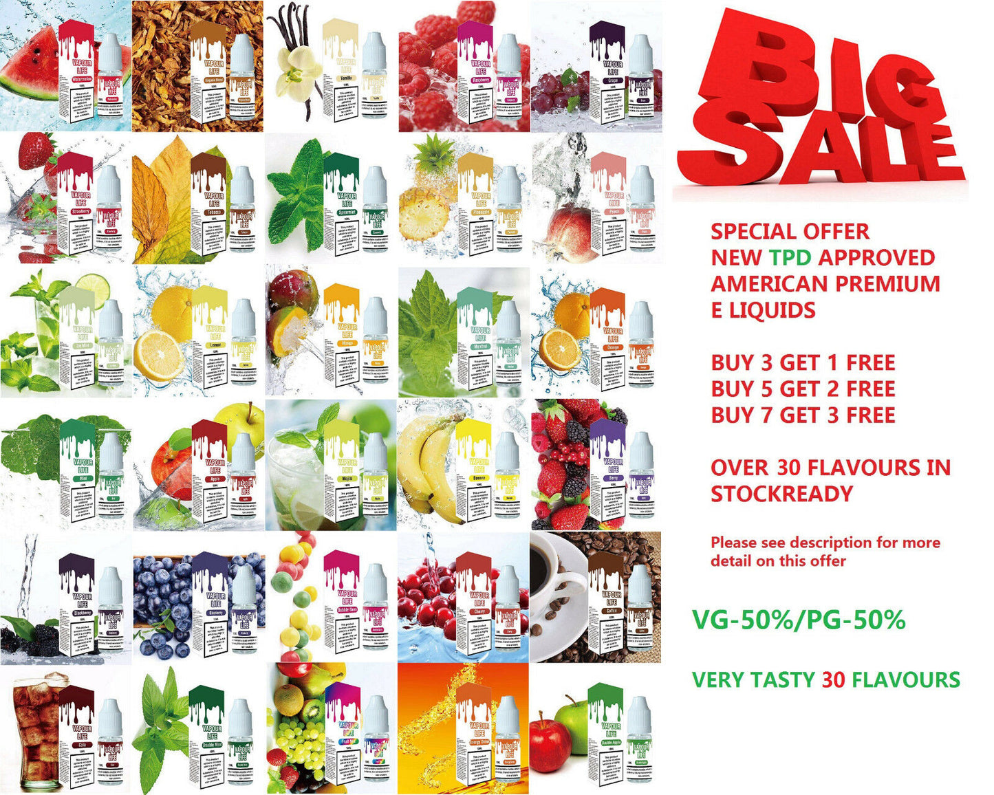 VAPOUR LIFE 10ml Strength Vape Juice E-Liquid 50vg / 50pg Cloud Chasing 0mg