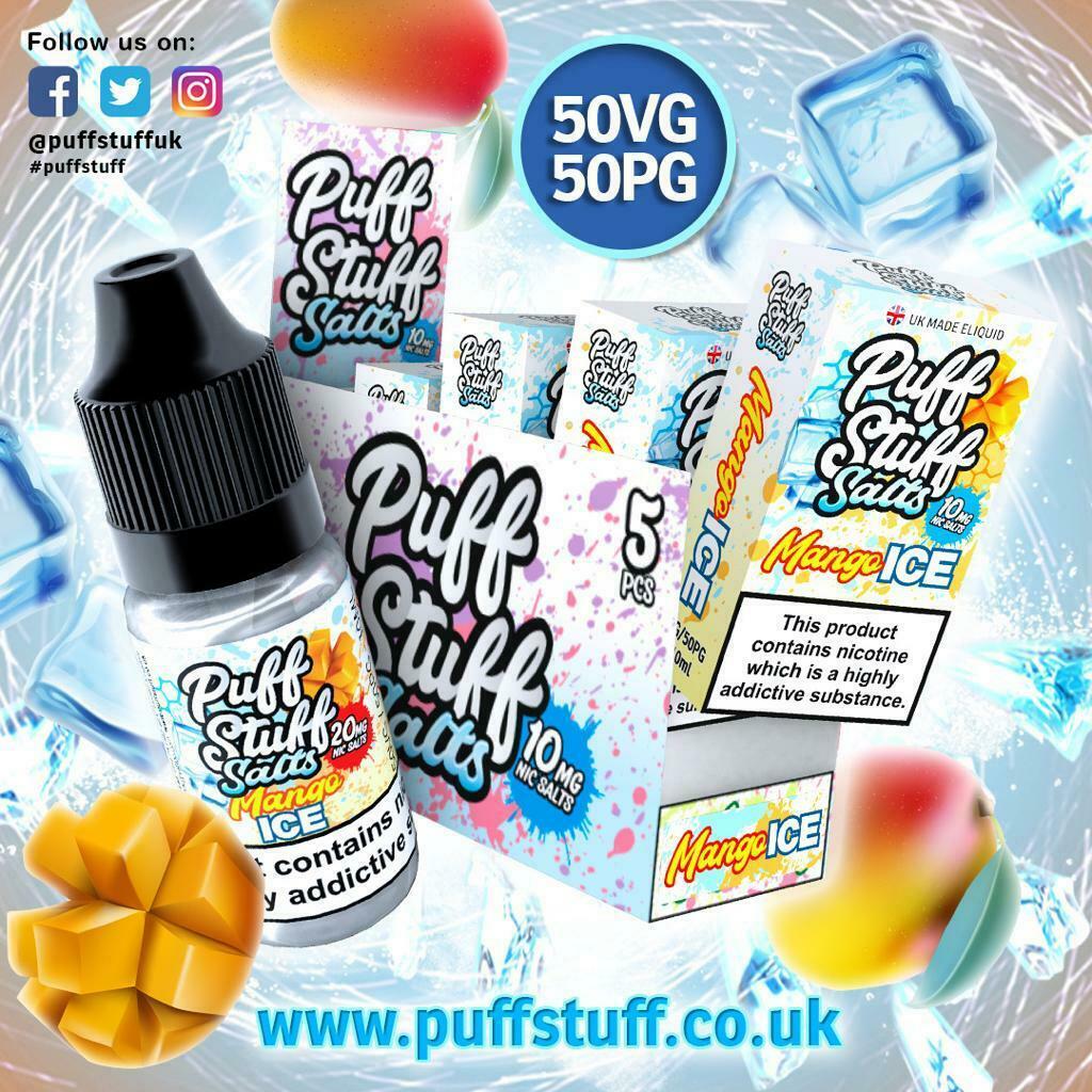 PUFF STUFF SALTS ELiquid Nic Salt Vape Juice 10ml 50VG/50PG 10mg/20mg 21 Flavour