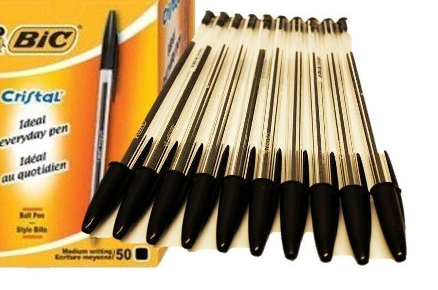 20 x BIC CRISTAL Medium Ball Pens Crystal Biros Black, Blue, Red, Green or Mixed