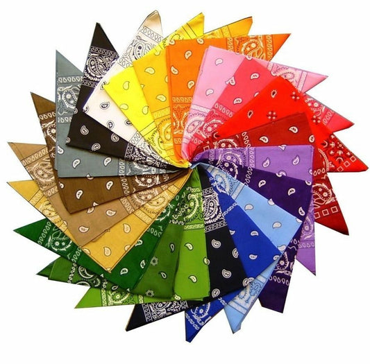 Pack Of 12 Mixed Colours Paisley Design Bandanas BEST DEAL