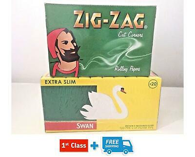 ZIG ZAG CUT CORNERS ROLLING PAPERS + SWAN EXTRA SLIM FILTER TIPS ORIGINAL