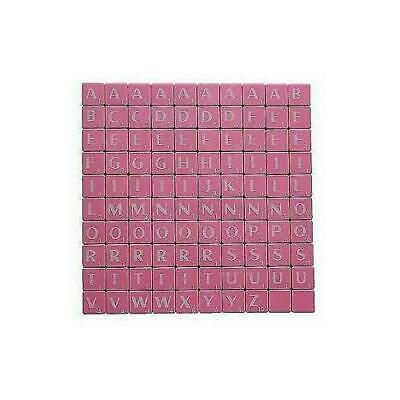 TILES PINK/WHITE LETTERS FULL SET 100 PIECES -PLASTIC PINK COLOURED