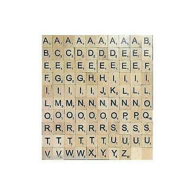 TILES BLACK/WHITE LETTERS FULL SET 100 PIECES -WOODEN/PLASTIC COLOURED