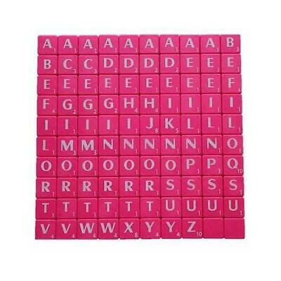 TILES WHITE LETTERS FULL SET 100 PIECES -PLASTIC HOT PINK COLOURED