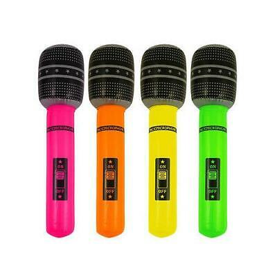 Inflatable Microphone Blow Up Toy Mic Neon Fancy Dress Party Accessory Karaoke