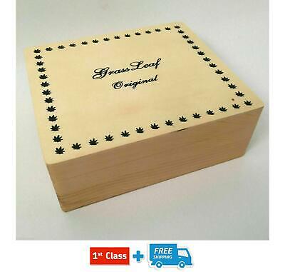 Genuine Wooden Rolling Box Grass Leaf Tobacco Rizla Smoking Storage Tub