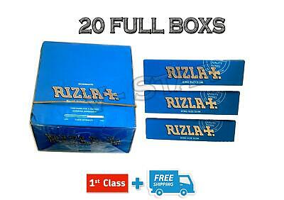 20 BOX OF RIZLA BLUE KING SIZE SLIM CIGARETTE SMOKING ROLLING PAPERS ORIGINAL
