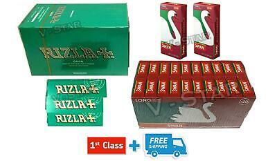 600 RIZLA GREEN ROLLING PAPERS & 400 SWAN LONG EXTRA SLIM FILTER TIPS - UK