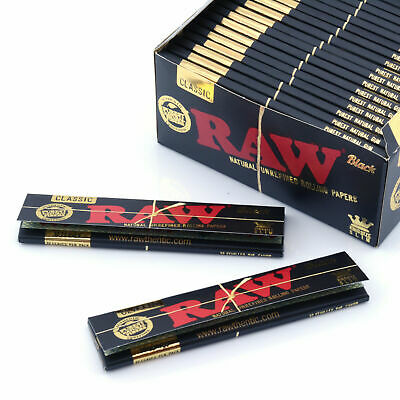 RAW Black Rolling Papers King Size Slim Classic Natural Unrefined Skins 110mm