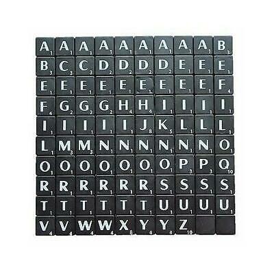 TILES BLACK/WHITE LETTERS FULL SET 100 PIECES -PLASTIC BLACK COLOURED