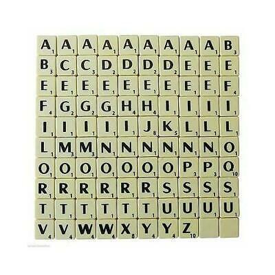 TILES IVORY/BLACK LETTERS FULL SET 100 PIECES -PLASTIC IVORY COLOURED