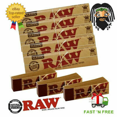 RAW CLASSIC Rolling Papers King Size Slim 110mm with Roach Filter Tips Rizla Kit