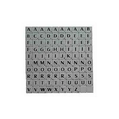 TILES WHITE/BLACK LETTERS FULL SET 100 PIECES -PLASTIC WHITE COLOURED